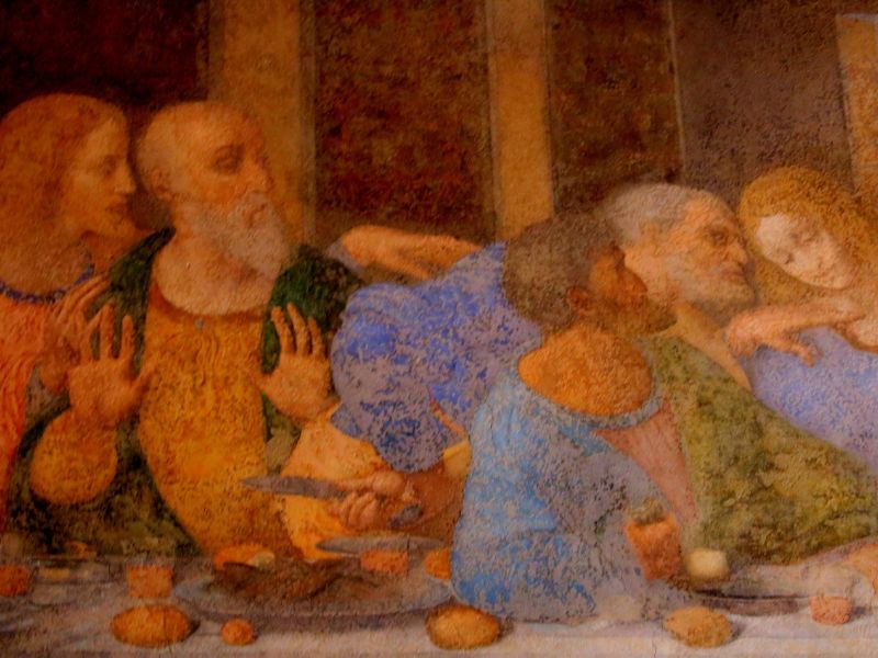 Ausschnitt von Da Vincis berühmten Gemälde Das Abendmahl Ausschnitt von Da Vincis berühmten Gemälde Das Abendmahl